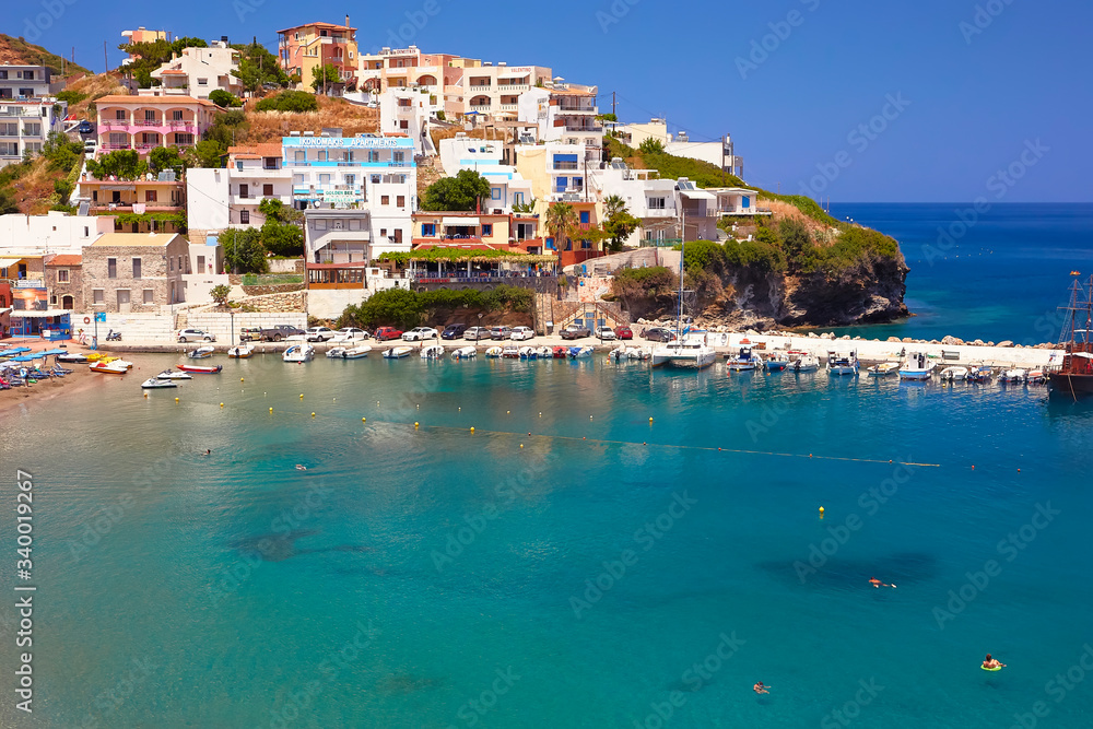 Naklejka premium BALI, THE CRETE ISLAND, GREECE - JUNE 5, 2019: The beautiful seaview to the harbour of Bali.