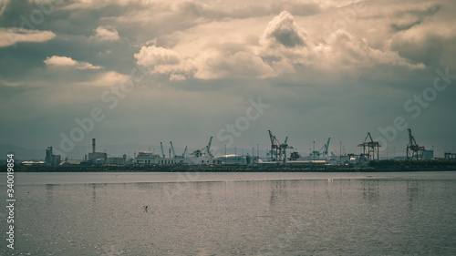 Canvas Print Panorama of the Dublin port