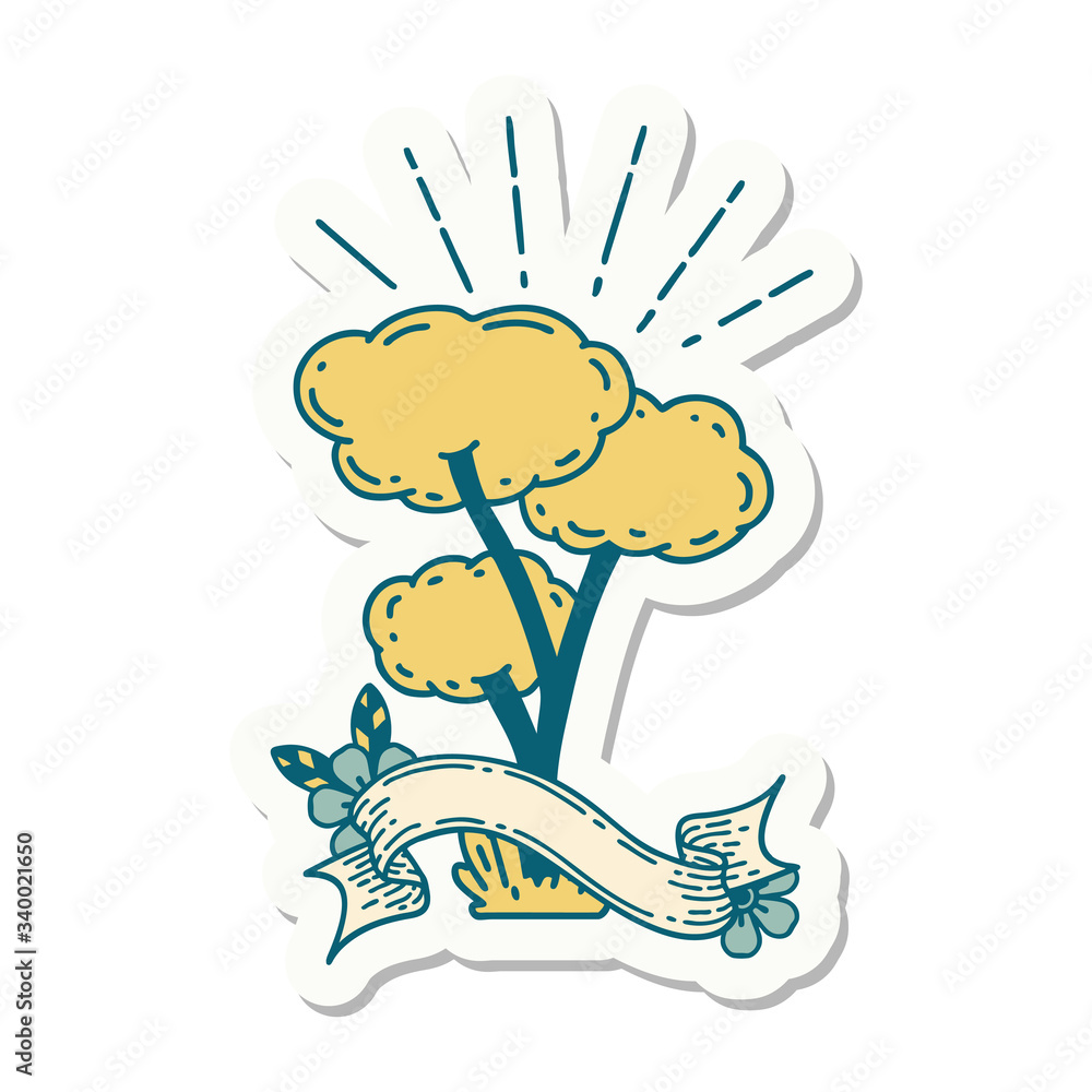 sticker of tattoo style tree sticker of tattoo style tree
