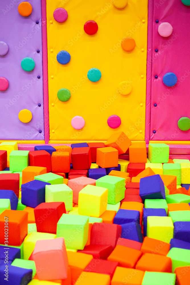 Obraz premium colorful plastic cubes on children's playground and kids bouldering