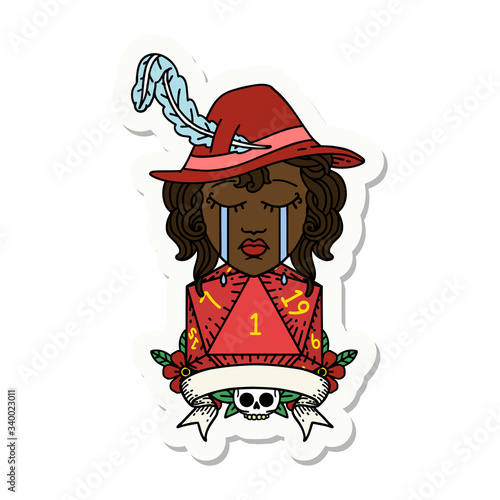 human bard character face sticker