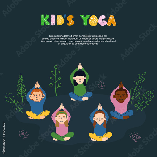 Vector colorful card template Kids Yoga