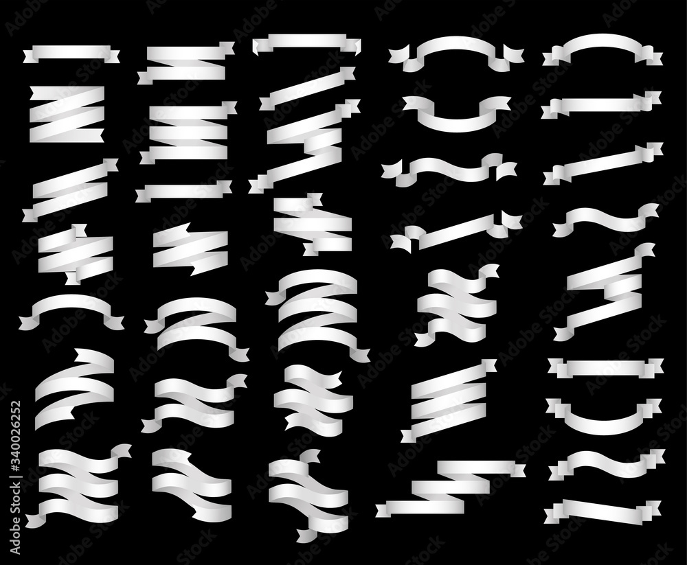 set of white ribbons, banner, labels set of white ribbons, banner, labels
