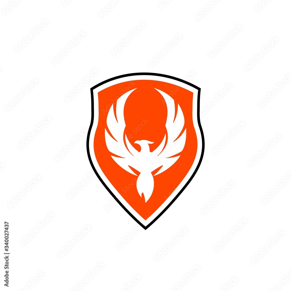 Bird and shield icon design isolated on white background. Phoenix logo design illustration. Falcon logo Bird and shield icon design isolated on white background. Phoenix logo design illustration. Falcon logo