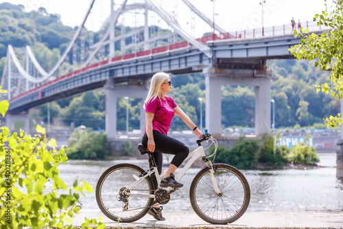 Girl on a bicycle Woman ride bike