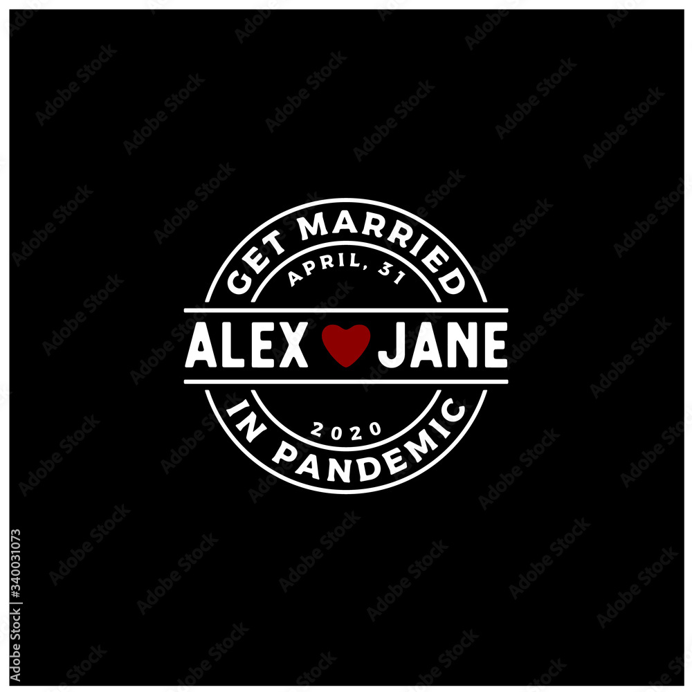 Heart Love Label Stamp for Get Married Engage Wedding during Virus Pandemic Logo Design Heart Love Label Stamp for Get Married Engage Wedding during Virus Pandemic Logo Design