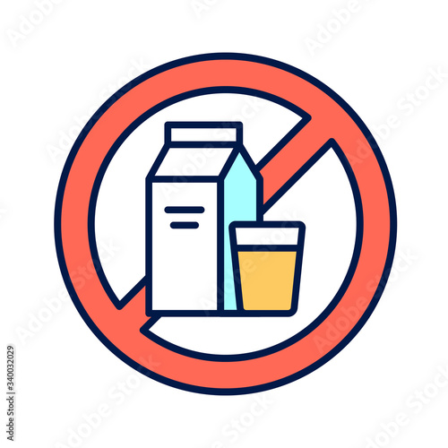 Lactose free line color icon. Allergenic ingredient. Food intolerance. Pictogram for web page, mobile app, promo.Editable stroke.