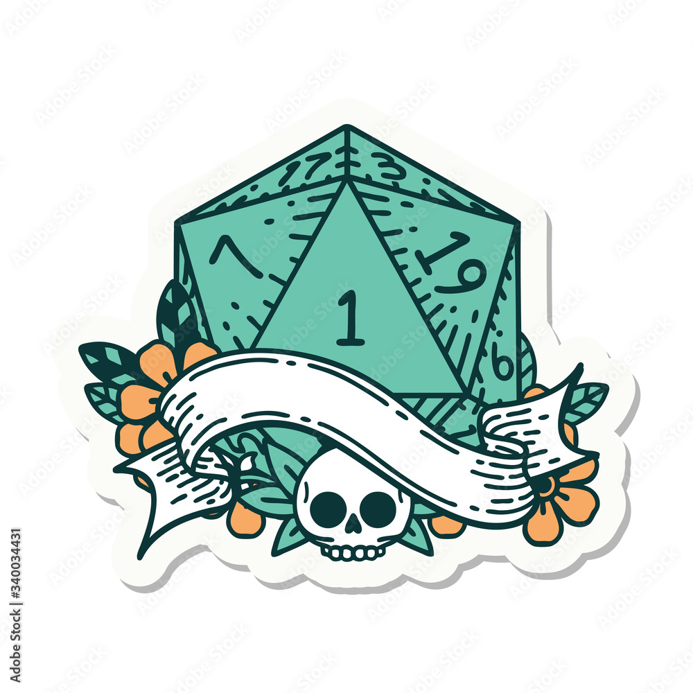 Obraz premium natural one d20 dice roll sticker