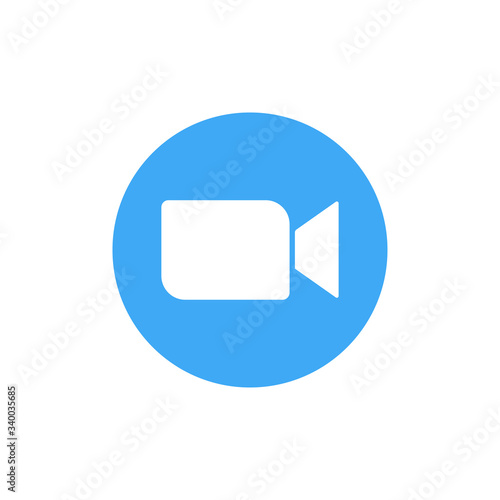 Blue camera icon - Live media streaming application conference video calls. EPS 10.