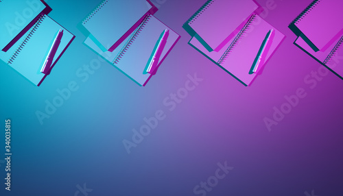 close-up notebook in ultraviolet light