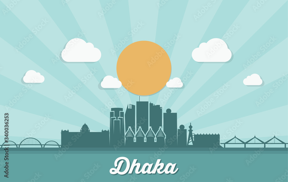Dhaka skyline - Bangladesh - vector illustration
