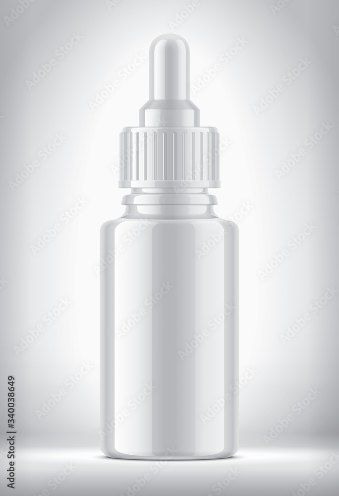 Dropper bottle on background. Glossy surface version. Dropper bottle on background. Glossy surface version.