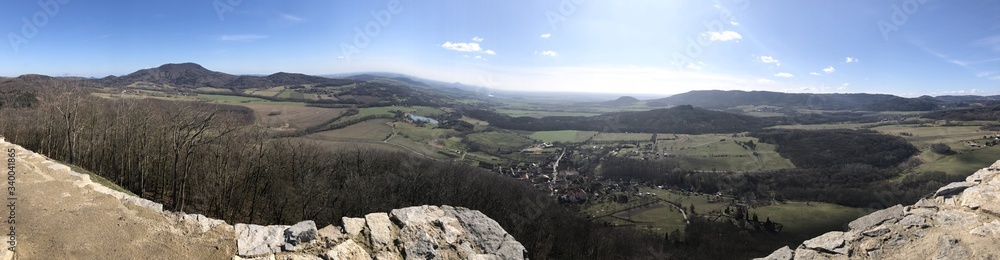 Panorama of the middle Europe countryside from the rocks