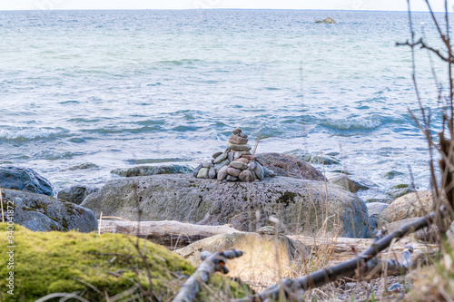 stone statue on sea coast