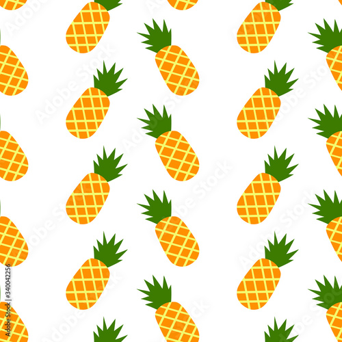 Seamless abstract summer pattern with pineapples. Flat vector illustration.