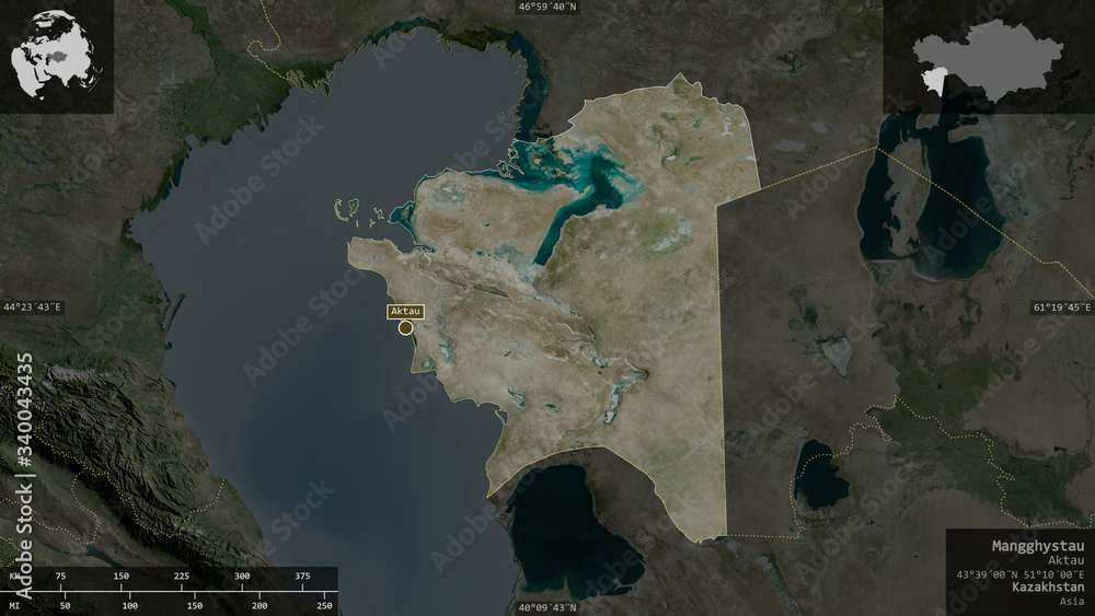 Fototapeta premium Mangghystau, Kazakhstan - composition. Satellite