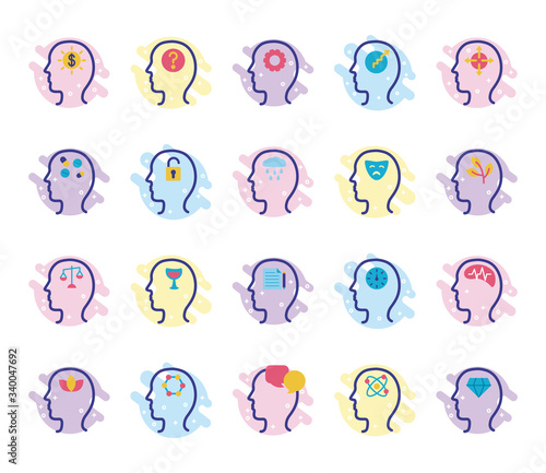 bundle of profiles mental health line style icon