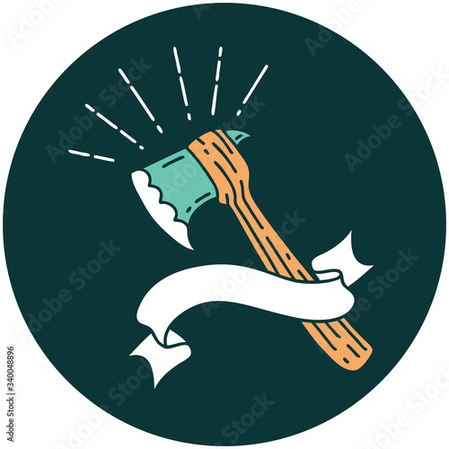 icon of tattoo style hatchet axe