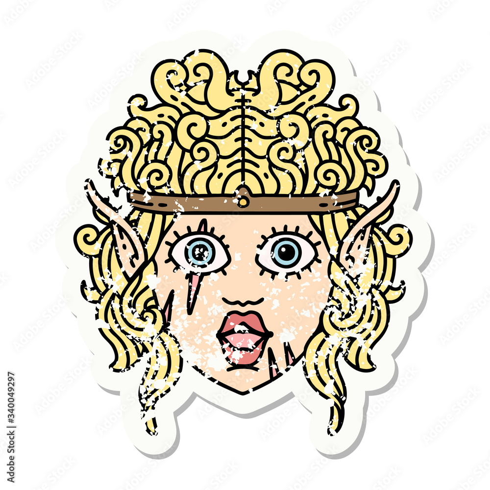 elf barbarian character face grunge sticker elf barbarian character face grunge sticker