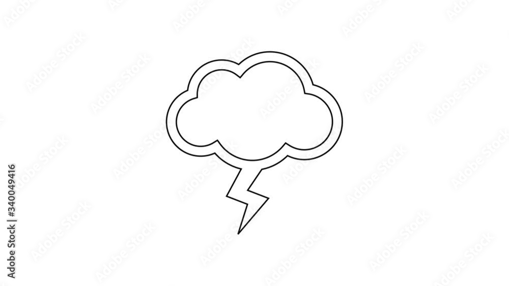 Black line Storm icon isolated on white background. Cloud and lightning sign. Weather icon of storm. 4K Video motion graphic animation Black line Storm icon isolated on white background. Cloud and lightning sign. Weather icon of storm. 4K Video motion graphic animation