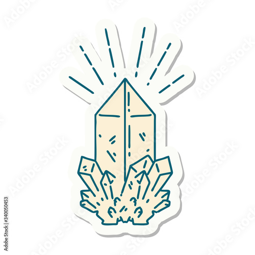 sticker of tattoo style quartz crystal