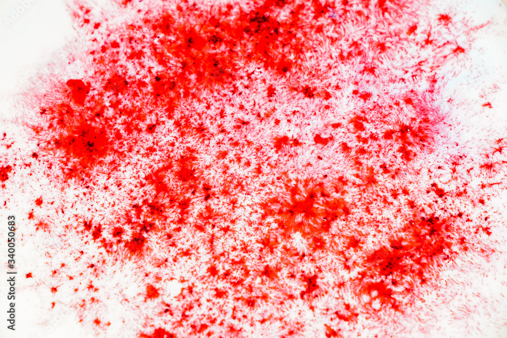 Closeup abstract color mixing of acrylic for use as background. Acrylic texture with marble pattern, red marbling background 
