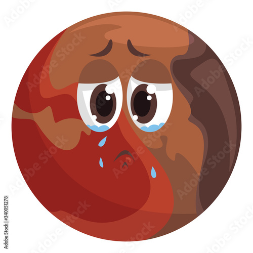 Sad pluto planet, illustration, vector on white background