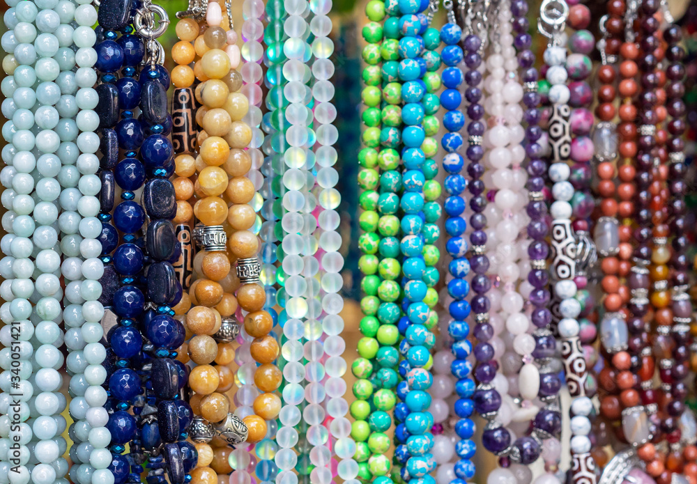 Beads from various natural semiprecious stones. Beads from various natural semiprecious stones.