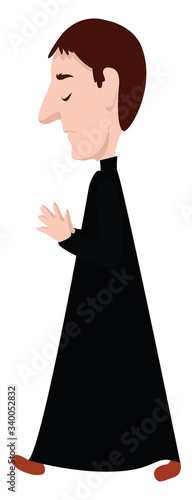 Priest in cassock, illustration, vector on white background