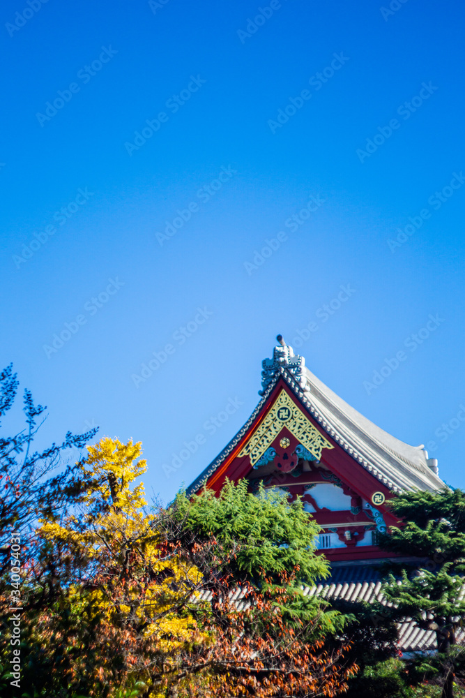 Fototapeta premium Japanese temple with ornaments in Tokyo Japan