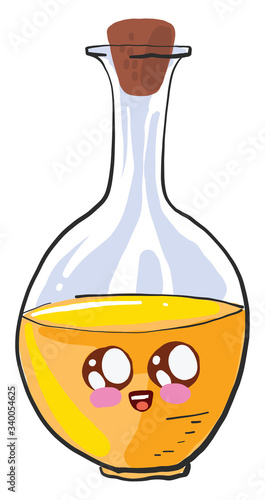 Cute oil in bottle, illustration, vector on white background