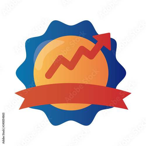 seal with price hike arrow up infographic degradient style
