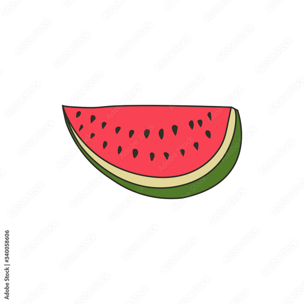 Isolated watermelon slice on white background in vector. Vector illustration of watermelon Isolated watermelon slice on white background in vector. Vector illustration of watermelon