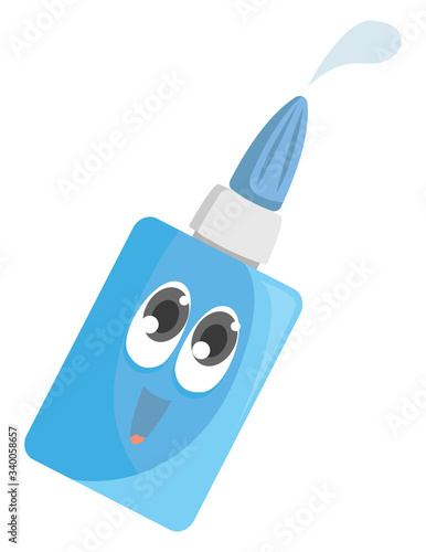 Glue in blue tube, illustration, vector on white background