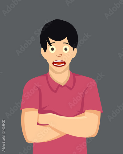 Young man appalling facial expression vector illustration.