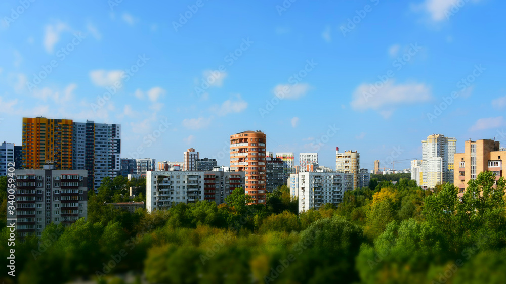 Cityscape panorama of a small sleeping area in Moscow