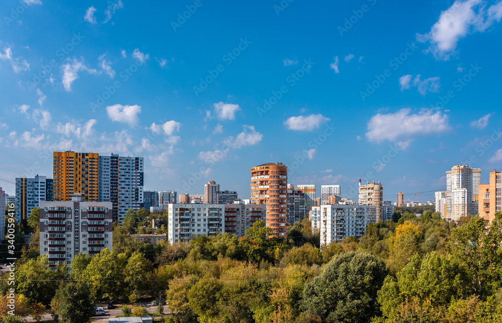 Cityscape panorama of a small sleeping area in Moscow