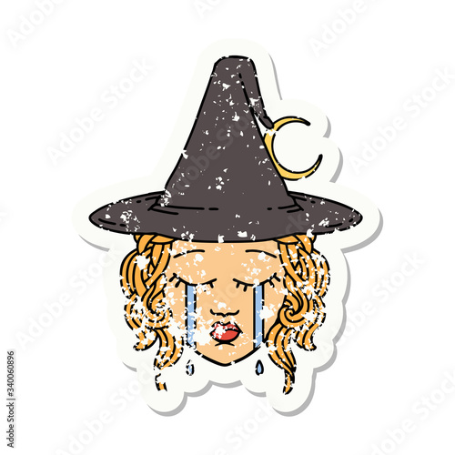 crying human witch character grunge sticker