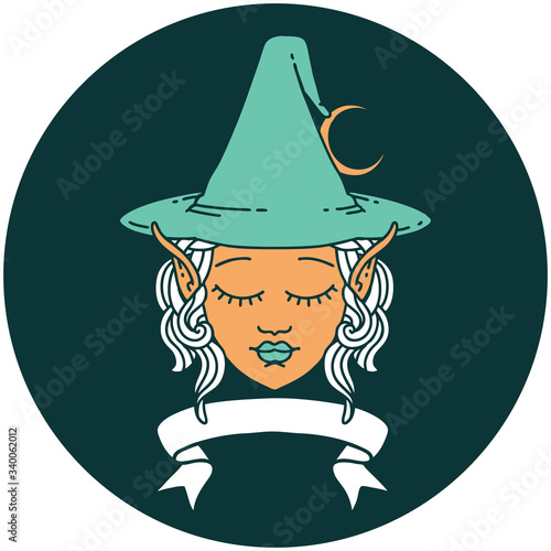 elf mage character face with banner icon