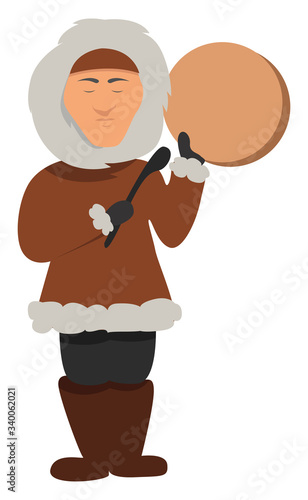 Chukchi people, illustration, vector on white background