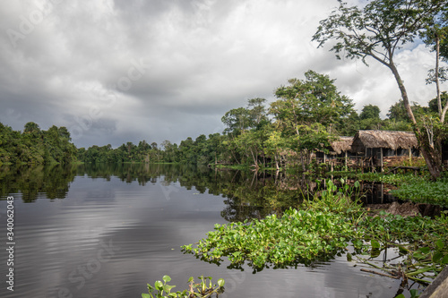 Comunidad indígena ubicada a orillas de un río del Delta del Orinoco, Venezuela photo