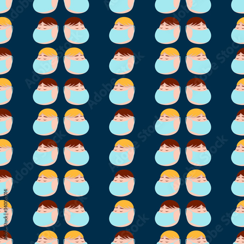 People with masks, illustration, vector on white background