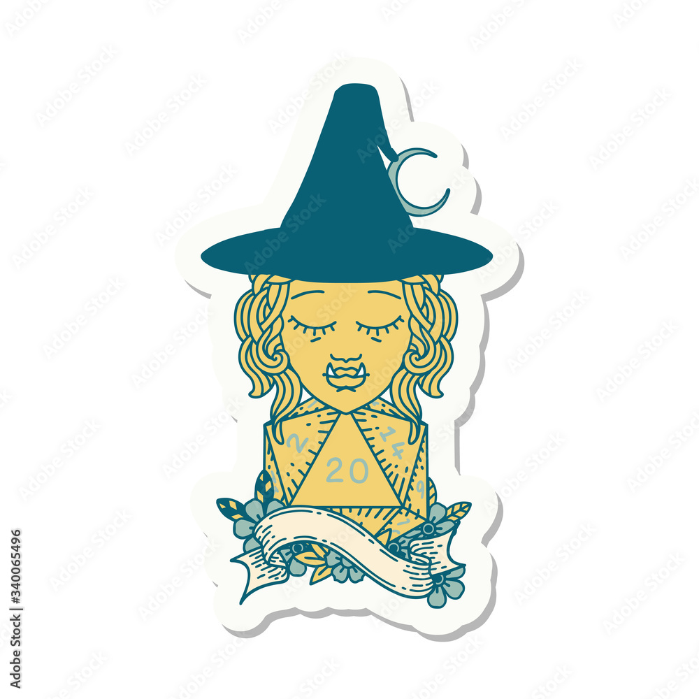 half orc mage with natural 20 dice roll sticker half orc mage with natural 20 dice roll sticker