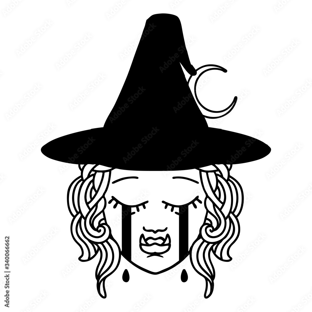 crying half orc witch character face illustration crying half orc witch character face illustration