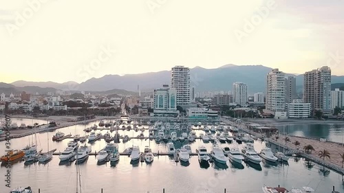 Vista aérea de la costa de Santa marta la bahía mas hermosa del mundo.  photo