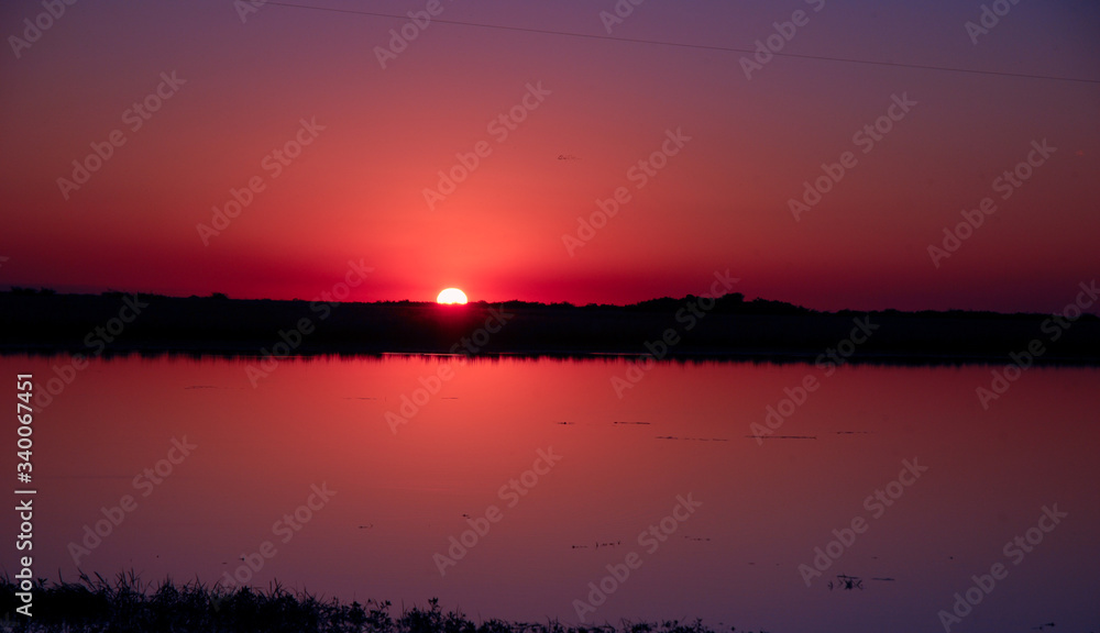 Sunset over a lagoon