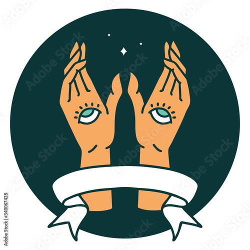 icon with banner of mystic hands