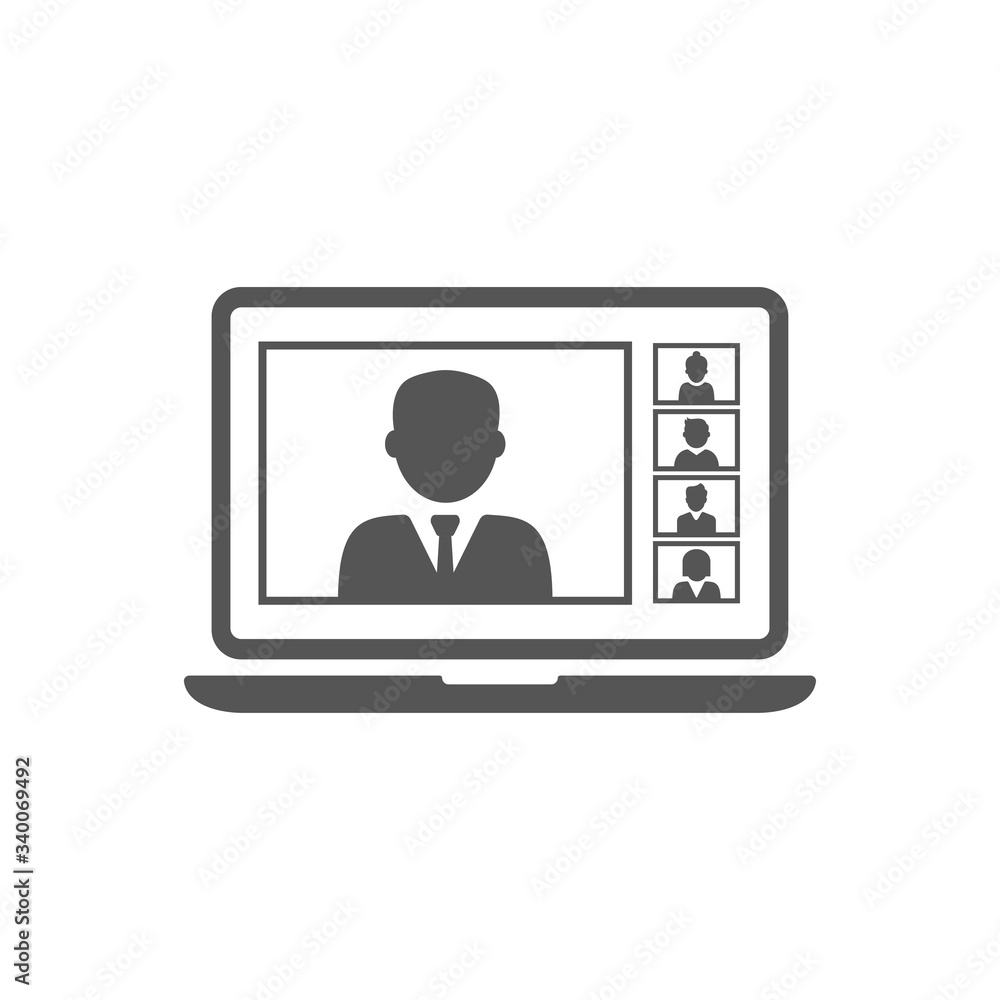 Remote working with a business meeting held via a video conference call. Teams joining via laptop. EPS 10. Remote working with a business meeting held via a video conference call. Teams joining via laptop. EPS 10.