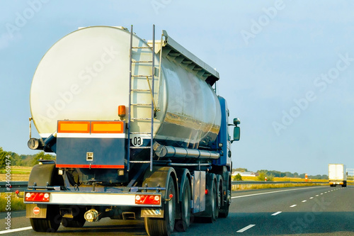 Tanker storage truck on highway of Poland reflex