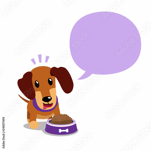 Vector cartoon character dachshund dog and speech bubble for design.